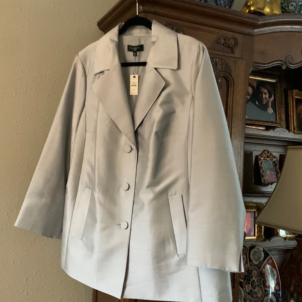 Talbots blazer - silk and wool silvery gray. Size 18w